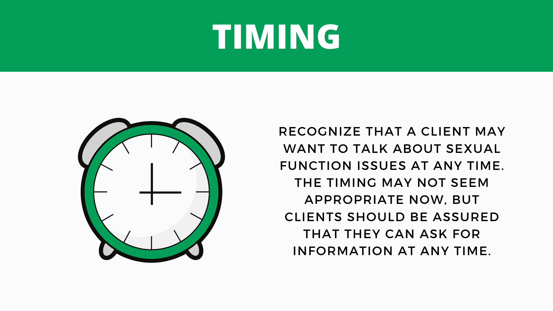 Presentation slide on the BETTER model step "Timing"